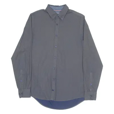 TOMMY HILFIGER Slim Fit Mens Plain Shirt Grey Long Sleeve M