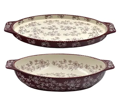Temp-tations Floral Lace 3-qt Shallow Casserole with Lid-It