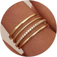 MILACOLATO Gold Filled 1.3mm Thin Stackable Rings for Women - Minimalist Non Tarnish Half Cubic Zirconia Band Rings - Dainty ...