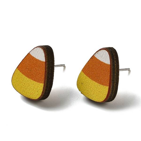 Wood Stud Earrings