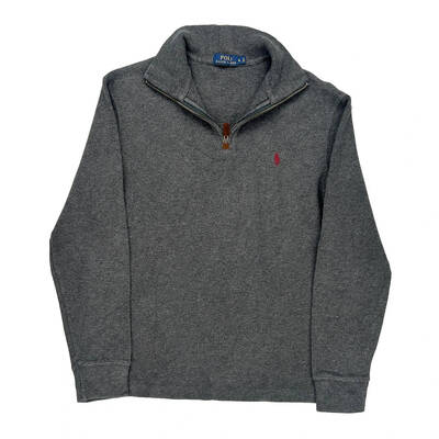 Polo By Ralph Lauren 1/4 Zip - Small Grey Cotton Blend