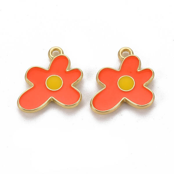 Rack Plating Light Gold Alloy Enamel Pendants