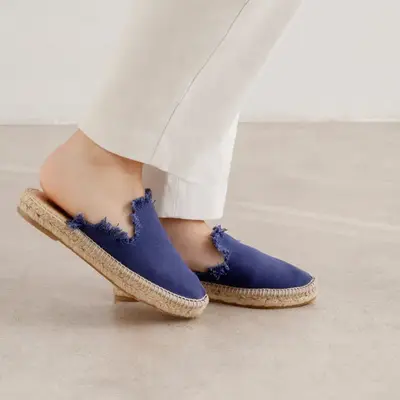 Zaragoza Canvas Espadrille Mule Slides - Navy | Select Size: 9.5 US (41EU) | Color: Navy Blue