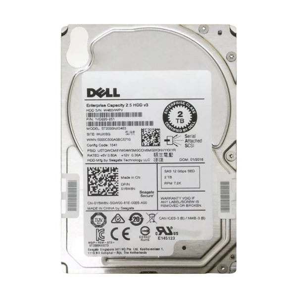 0Y6W8N Dell 2TB 12Gb/s SAS 7200 2.5-inch 8MB Hard Drive