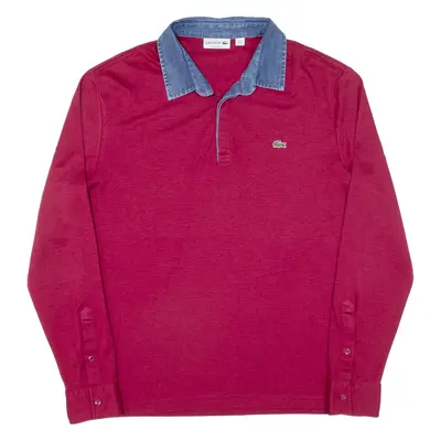 LACOSTE Mens Polo Shirt Maroon Long Sleeve L