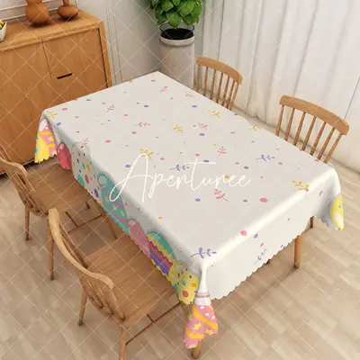 Aperturee Cute Confetti Kids Birthday Party Rectangle Tablecloth, 52 x 70 inch, 30.82 USD, rectangle tablecloths, ZJY04971-A