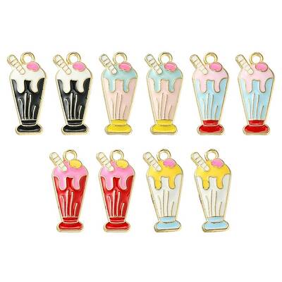 10Pcs 5 Colors Alloy Enamel Pendants