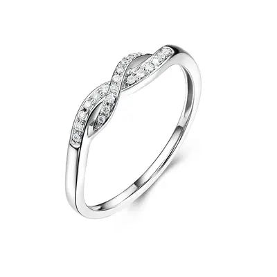 Sterling Silver Round Shaped Moissanite Infinity Symbol Wedding Ring
