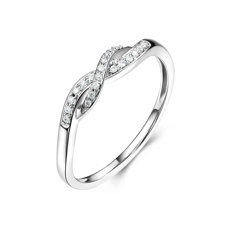 Sterling Silver Round Shaped Moissanite Infinity Symbol Wedding Ring