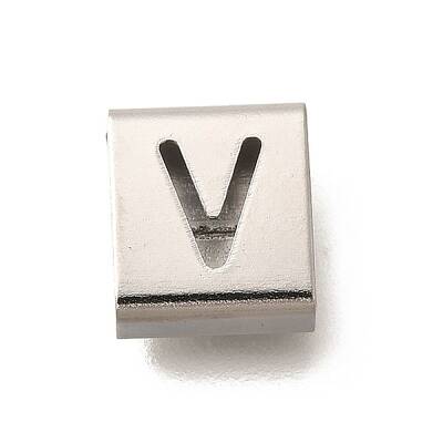 Letter Style 304 Stainless Steel Square Slide Charms