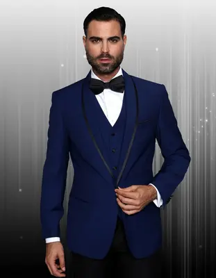 Mens Navy Blue Wedding Tuxedo - Dark Blue Tuxedo Suit