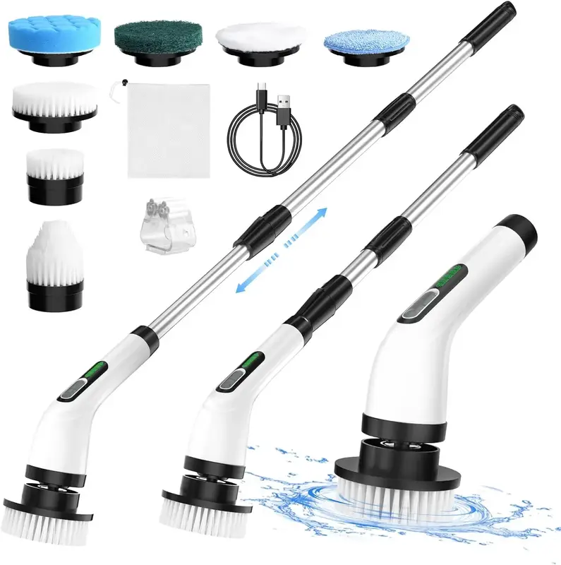 Bathroom Scrubber Electric Spin Scrubber spin brush cleaner, 2 Adjustable Speeds Cordless Electric Scrubber for Cleaning, Adj...
