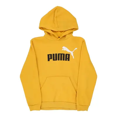 Puma Spellout Hoodie - Medium Yellow Cotton