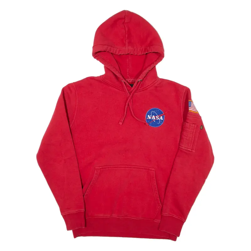 ALPHA INDUSTRIES Nasa Mens Red Hoodie USA S
