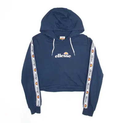 ELLESSE Reworked Cropped Sports Blue Pullover Hoodie Womens S