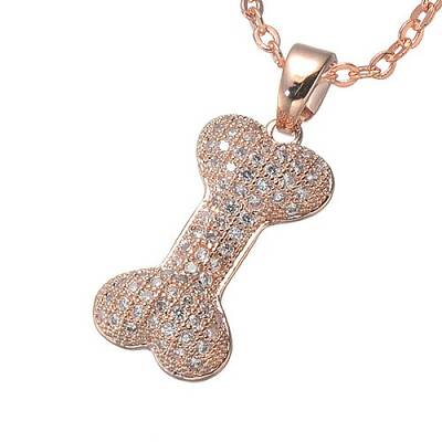 Bone Stainless Steel Rhinestone Pendant Necklaces for Women