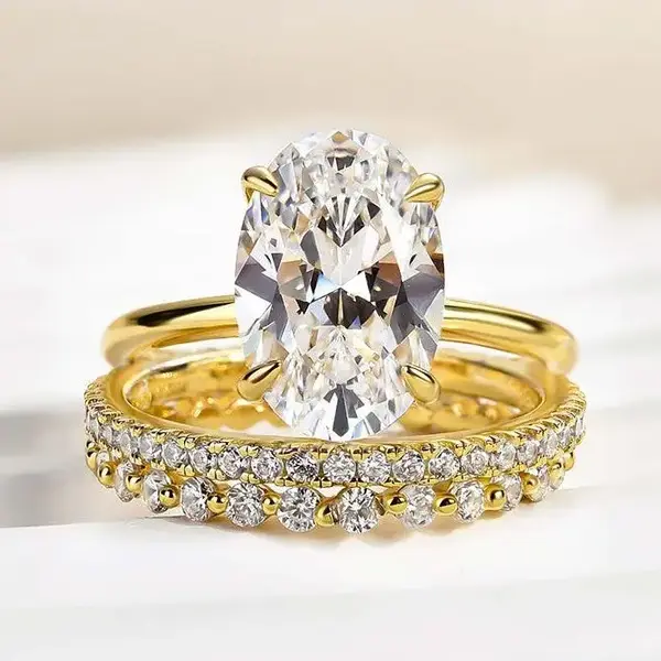 Effinny Jewelry 3.5ct Oval Cut 3PCS Wedding Ring Set in 925 Sterling Silver, 5A Cubic Zirconia Promise Ring Set, Bridal Ring ...