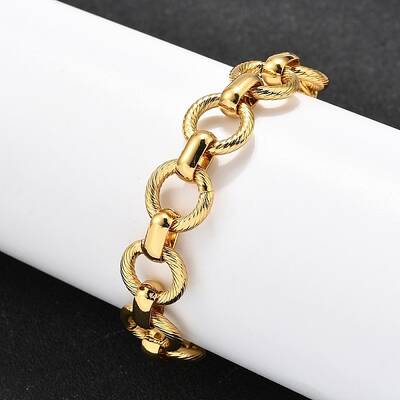 304 Stainless Steel Flat Round Link Chain Bracelets for Women