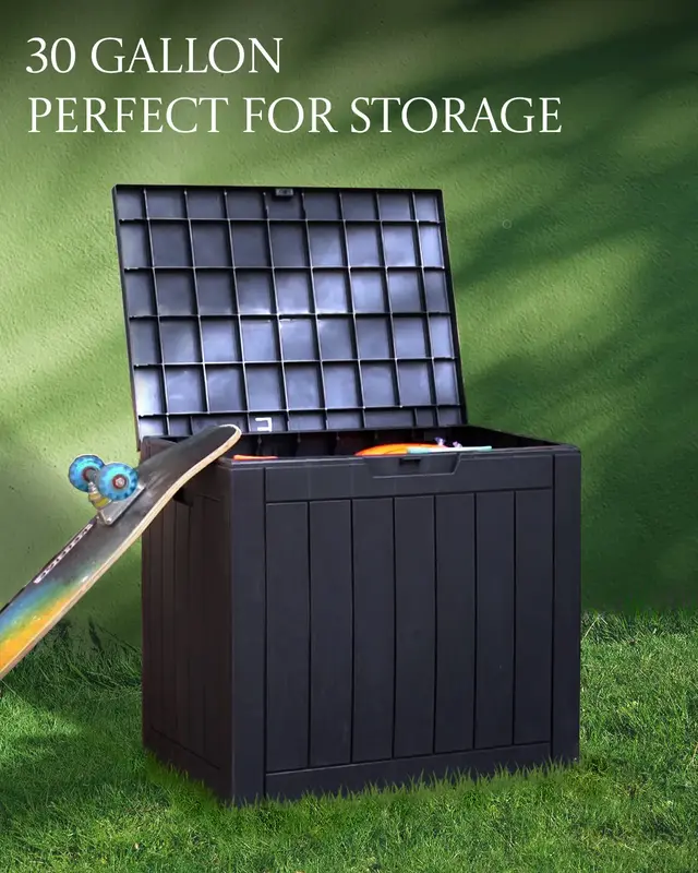 Yitahome 30 Gallon Deck Box Outdoor Storage Box, Waterproof Resin Package Delivery and Storage Box with Lockable Lid for Pati...