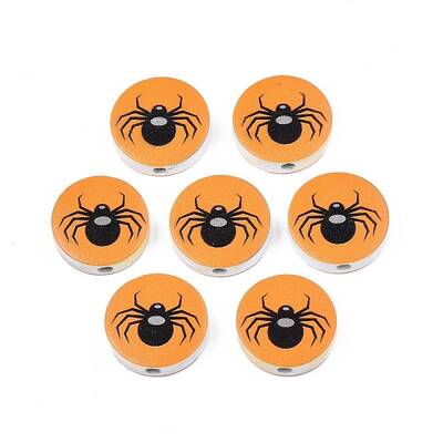 Halloween Printed Natural Wood Beads