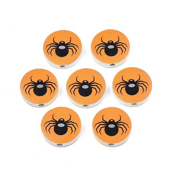 Halloween Printed Natural Wood Beads