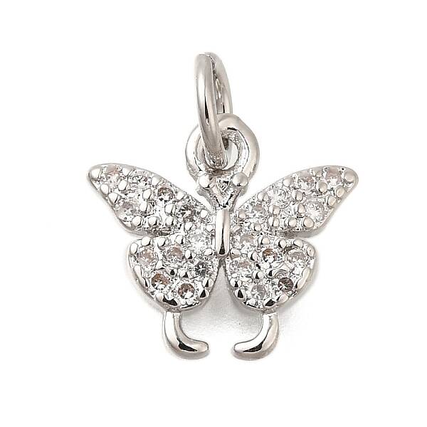Rack Plating Brass Micro Pave Cubic Zirconia Charms