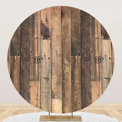 Brown Wooden Wall Hole Circle Backdrop For Birthday - Aperturee