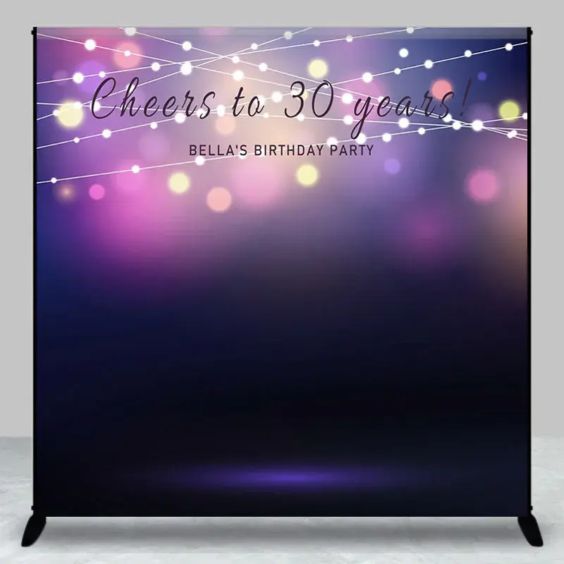 Custom Bokeh String Lights Purple Birthday Backdrop - Aperturee