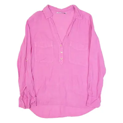 ZARA Womens Shirt Pink Collared Long Sleeve M