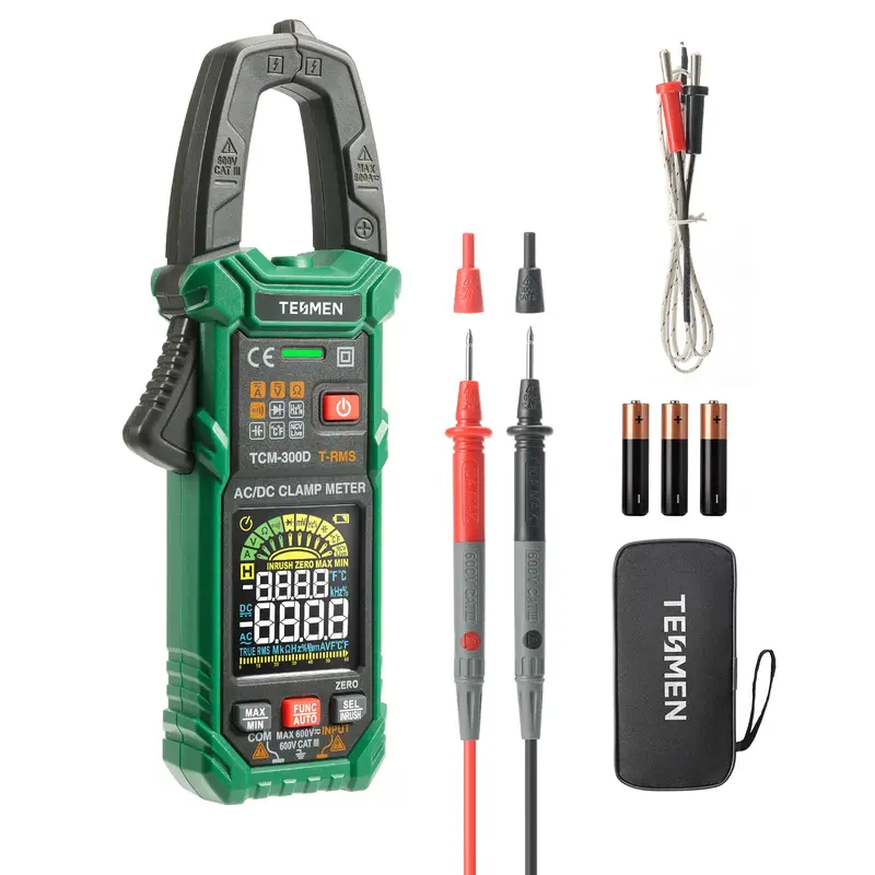 TESMEN TCM-300D Smart Clamp Meter, 6000 Counts, Smart Measurement, Auto-Ranging with AC/DC Voltmeter, Non-Contact Voltage Det...