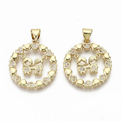 Brass Micro Pave Clear Cubic Zirconia Pendants