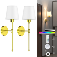 Viyawise Wall Lights Set of 2 with 2 Bulbs, 2 Type-C Cables & 2 Remotes – Battery Operated Wireless Wall Sconces, 9-Color M...