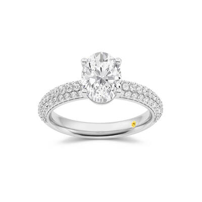 Delos Triple Row Pavé Set Oval Lab Grown Diamond Engagement Ring | 18K White Gold 3 3/4 CT. TW.