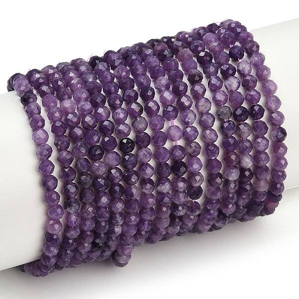Natural Lepidolite/Purple Mica Stone Beads Strands