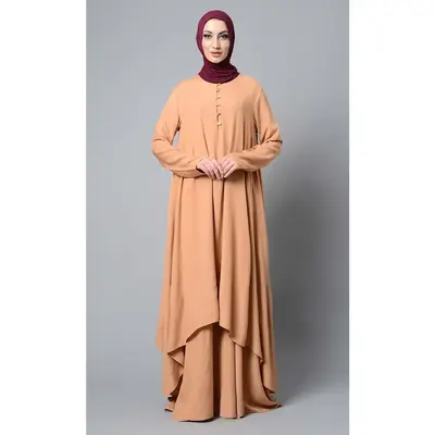 Asymmetrical double layered modest wear muslimah abaya dress