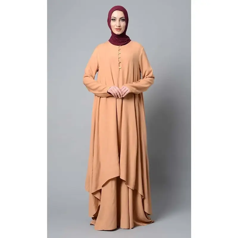 Asymmetrical double layered modest wear muslimah abaya dress