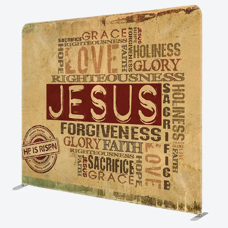 Aperturee Retro Yellow Love Jesus Paper Christmas Backdrop - Aperturee