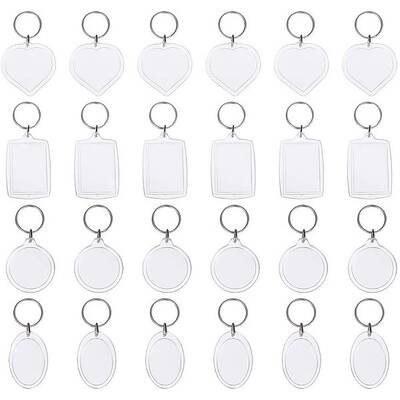 56 pcs 4 Shapes Acrylic Photo Snap in Keychain