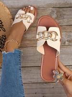Women's Fashionable Plain Color Slides, Casual Comfortable Flat Sandals for Summer, Lightweight Breathable Slippers for Beach...