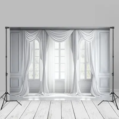 Elegant Pure White Window Portrait Photo Booth Backdrop - Aperturee