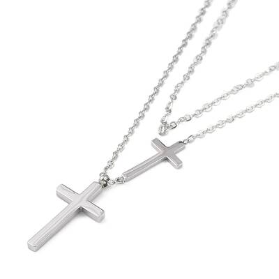 Non-Tarnish 304 Stainless Steel Cable Chain Religion Cross Pendant Necklaces for Women