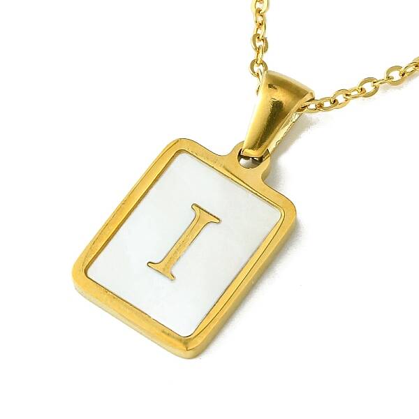 Ion Plating(IP) Rectangle with Initial Letter 304 Stainless Steel Pendant Necklace