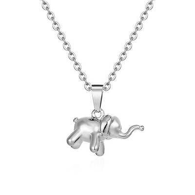 Stainless Steel Cable Chain Baby Elephant Pendant Necklaces