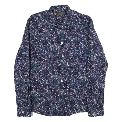 BEN SHERMAN Mens Shirt Blue Crazy Pattern Long Sleeve S