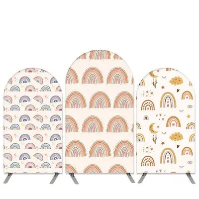 Aperturee Rainbow Theme Light Pink Baby Shower Arch Backdrop Kit | Custom Arched Wall Covers | Custom Chiara Arched Covers | ...