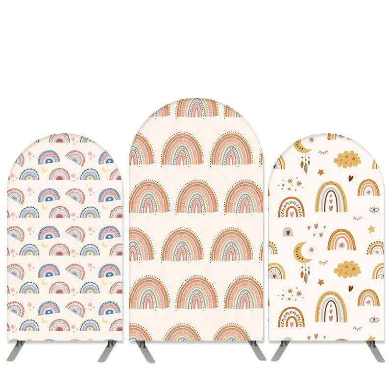 Aperturee Rainbow Theme Light Pink Baby Shower Arch Backdrop Kit | Custom Arched Wall Covers | Custom Chiara Arched Covers | ...