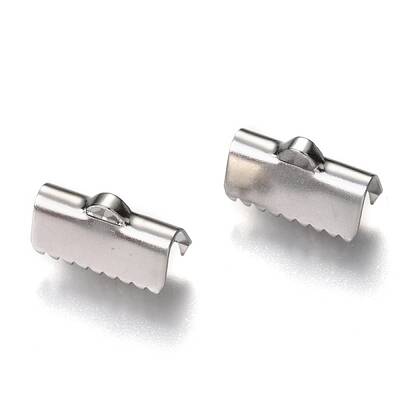 Non-Tarnish 304 Stainless Steel Ribbon Crimp Ends