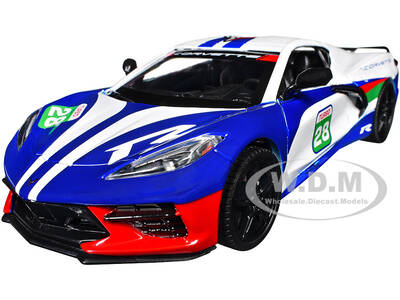 2020 Chevrolet Corvette #28 White with Blue Graphics GT Racing Series 1/24 Diecast Model Car by Motormax