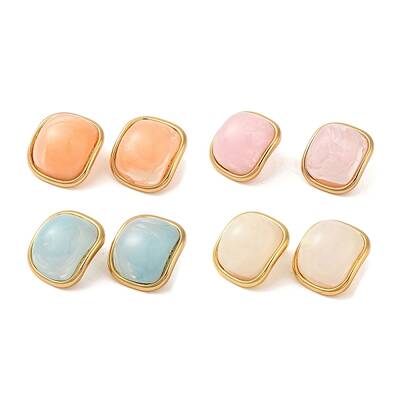 Square Resin Stud Earrings
