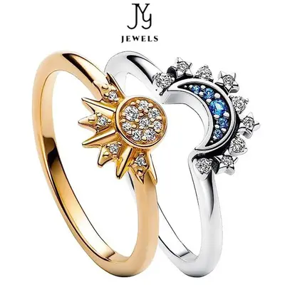 [JYJZZ028] Shining simple sun and moon two-count ring set as a Valentine’s Day gift for your girlfriend a Valentine's Day g...